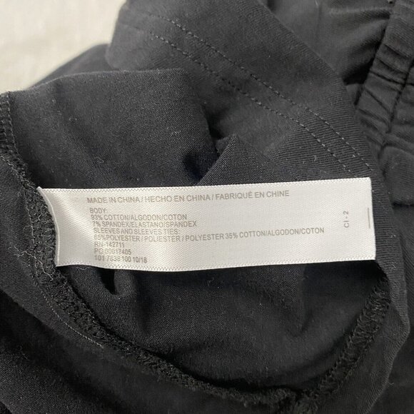 Eloquii Shirt Blouse Plus Size 18/20 Gingham Sleeve Black White Drawstring Waist - Picture 8 of 9